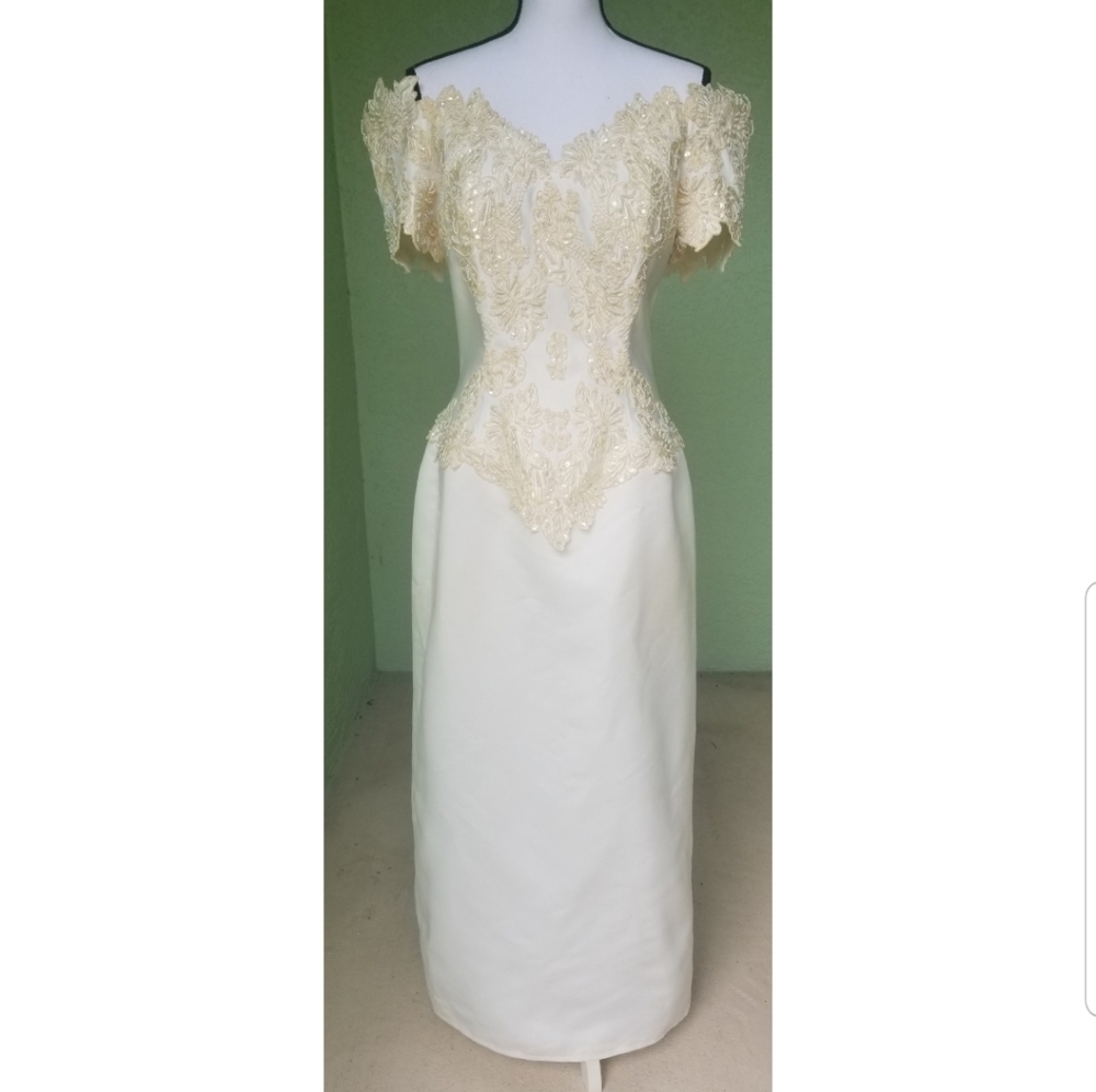 Vintage Beaded Ivory Wedding Gown